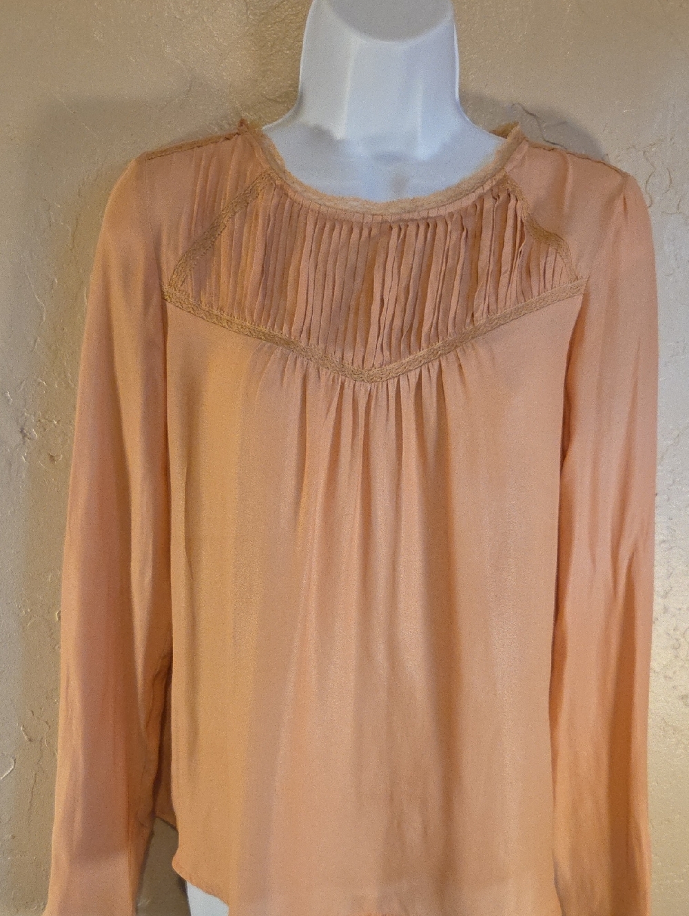 Forever 21 Peach Cream Sheer Blouse Boho Size Med